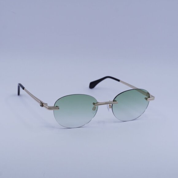 Palm Angels PERI10H CRYSTAL 7654 Sunglasses Gold Oval Frame, Green Lenses - Picture 1 of 10